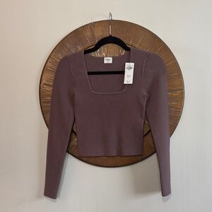 NEW | NWT |Abercrombie & Fitch Ribbed Square Neck Crop Top - Mauve | S